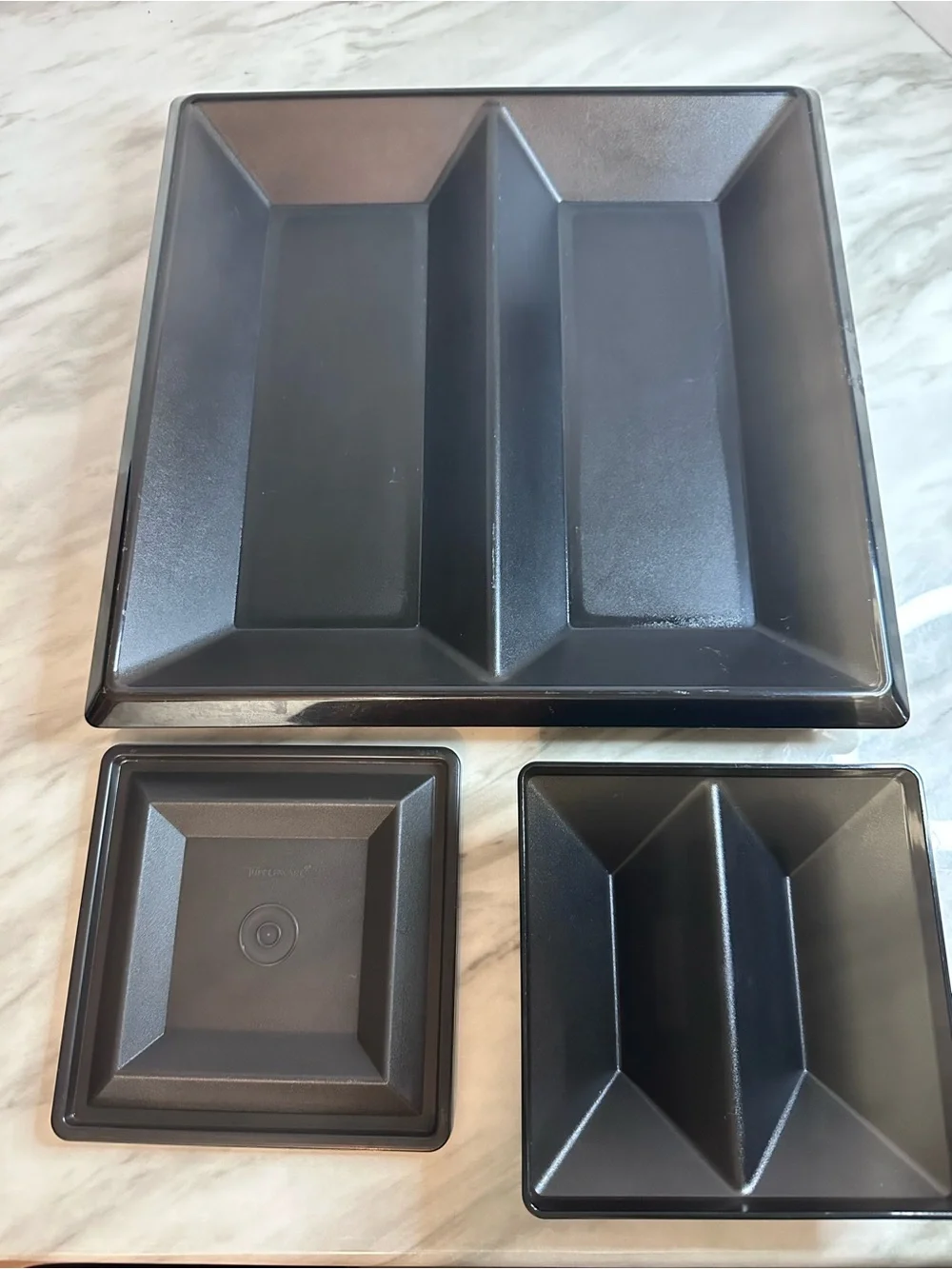Tupperware Black Compartment Serving Trays - Set of 3